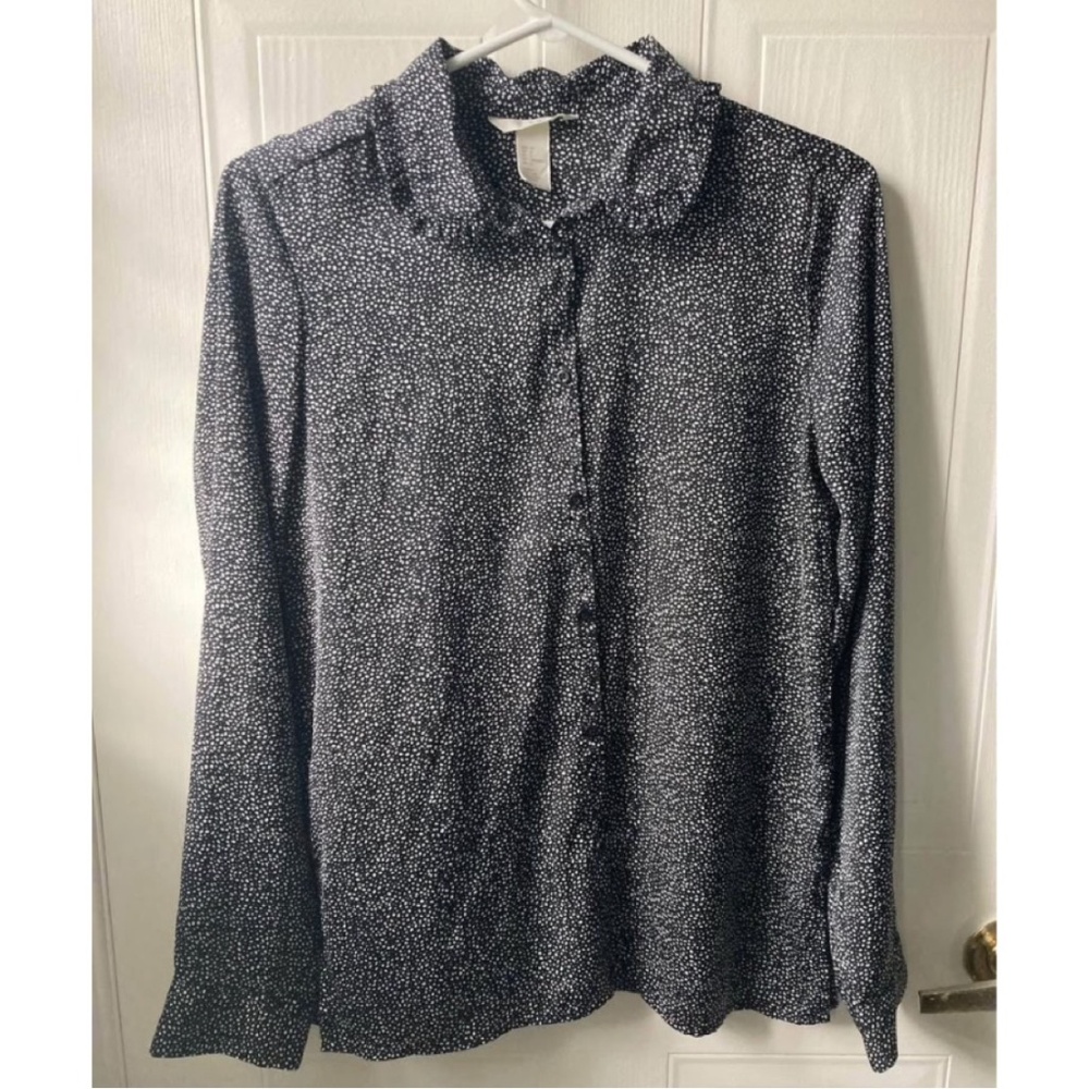 Black & white cute collar blouse